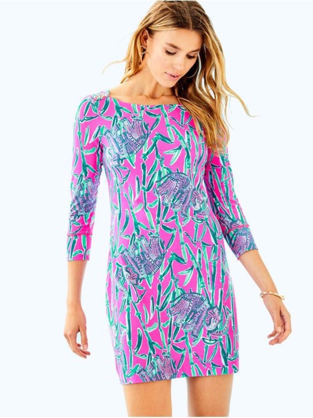 Lilly Pulitzer Extra Small Elephant Print 3/4 Sleeves Dress